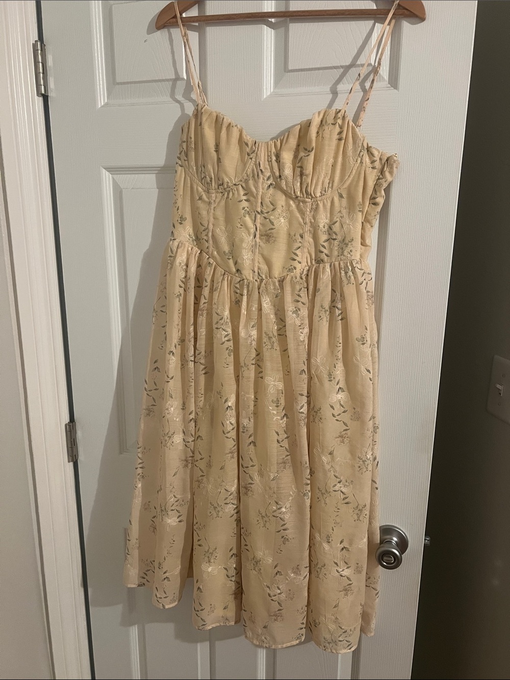 Butter Yellow Floral Sundress with Spaghetti Straps